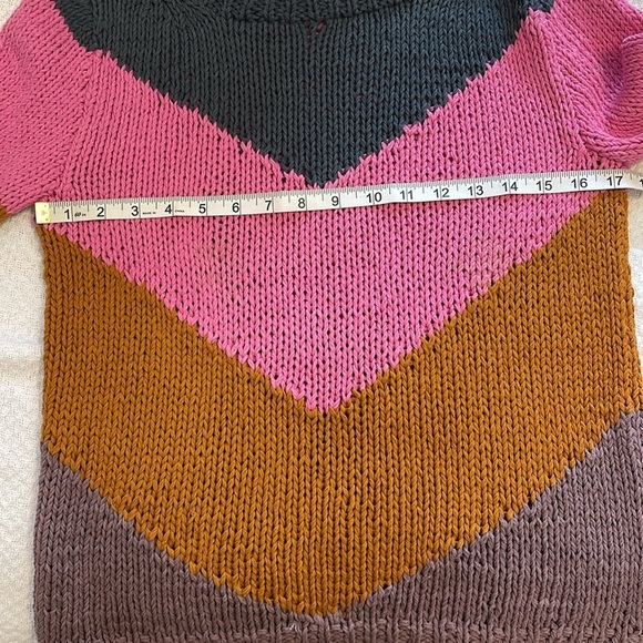 Anthropologie Veroalfie Agaribay Knit Chevron Multi Stripe Sweater size Small - Picture 7 of 8